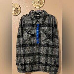 Men's Black & Gray Plaid Button-Down Shirt - Casual Long Sleeve